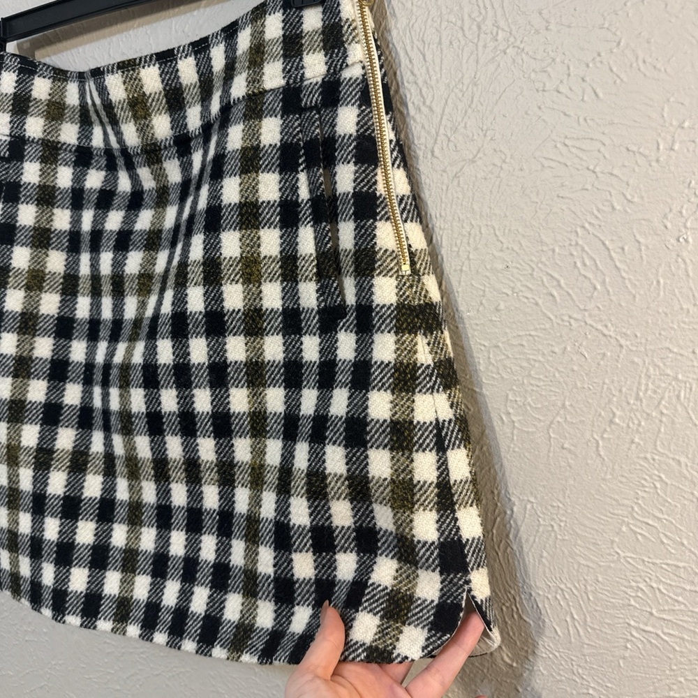 J. Crew Wool Black and White Checkered Mini Skirt - Picture 5 of 6